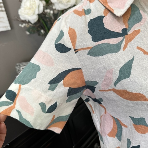 Rachel Zoe 100% Linen Shirt Dress – Abstract Floral XS - Picture 12 of 14